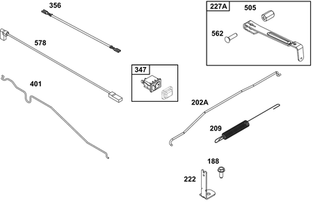 Controls Group Diagram and Parts List for 124P05-0011-F1 100000 - 19Z999 Briggs and Stratton Engine